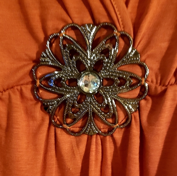 Orange Maurice's Top with metal Embelishment - Picture 2 of 7